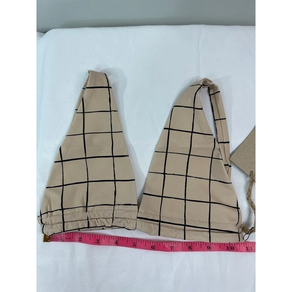 Stone‎ Fox SWIM Paloma Top in Sand Plaid XS NWT